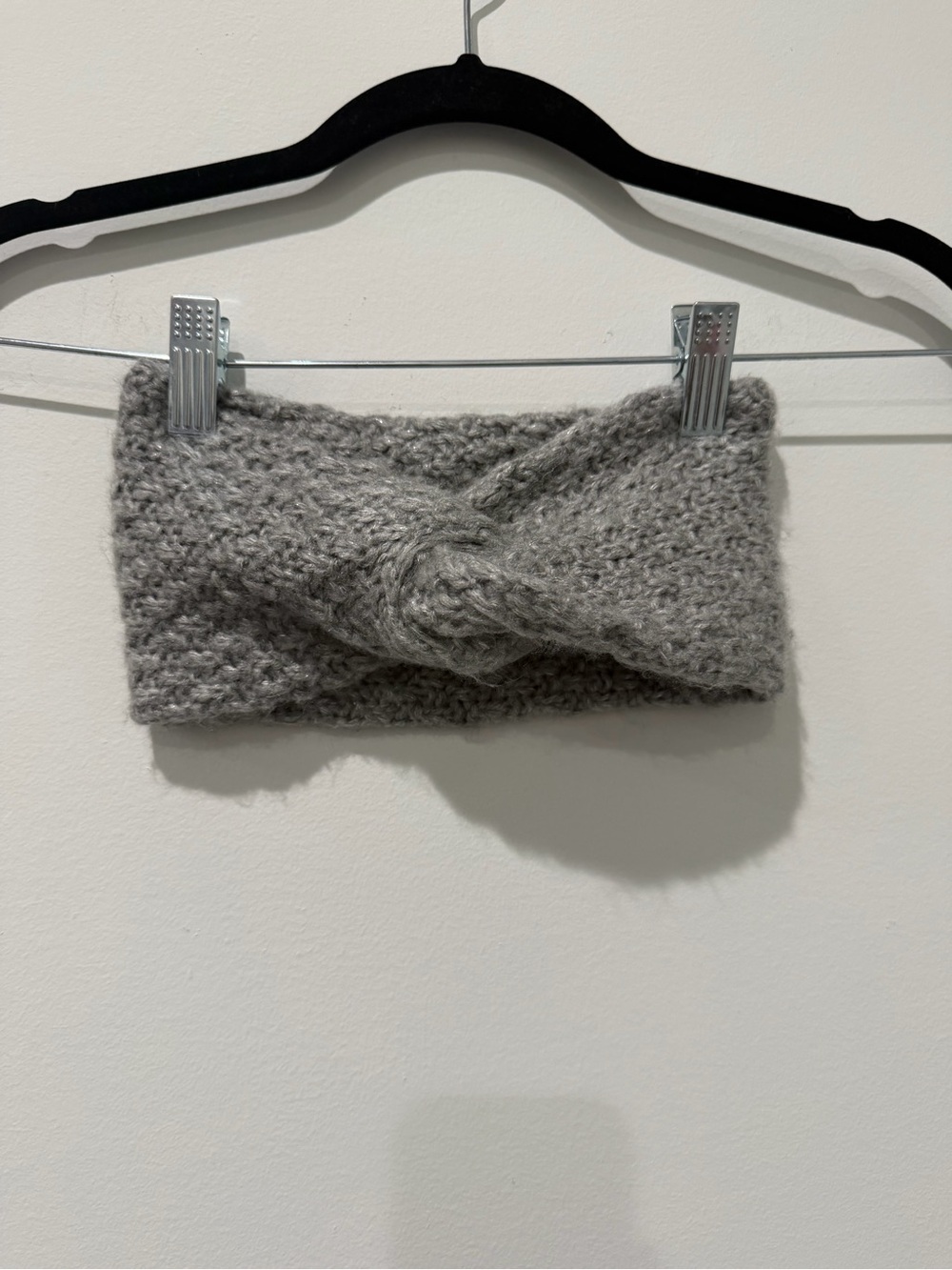 Source Unknown Gray Knitted Twist Headband